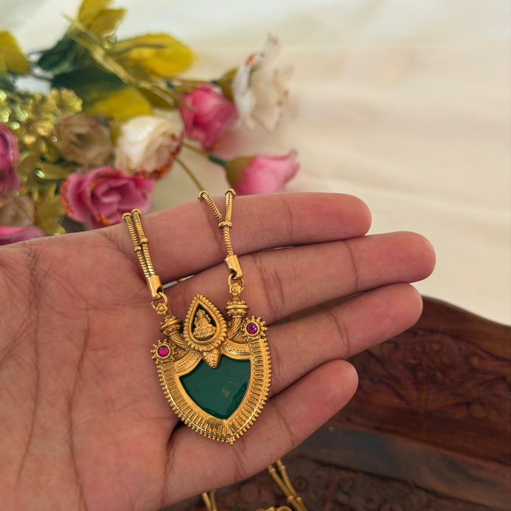 Lakshmi Green Pendant AN145 Anvika Jewels
