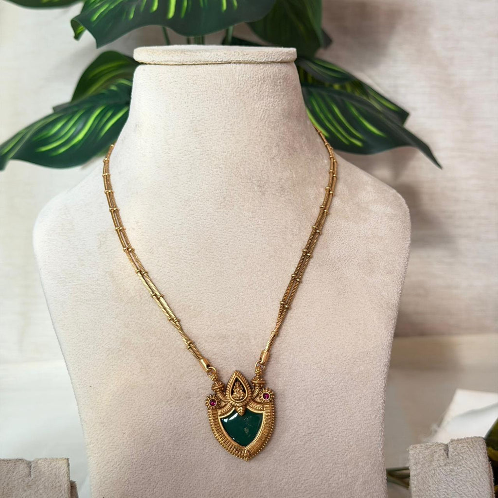 Lakshmi Green Pendant AN145 Anvika Jewels