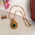 Green Stone Pendant AN146 Anvika Jewels