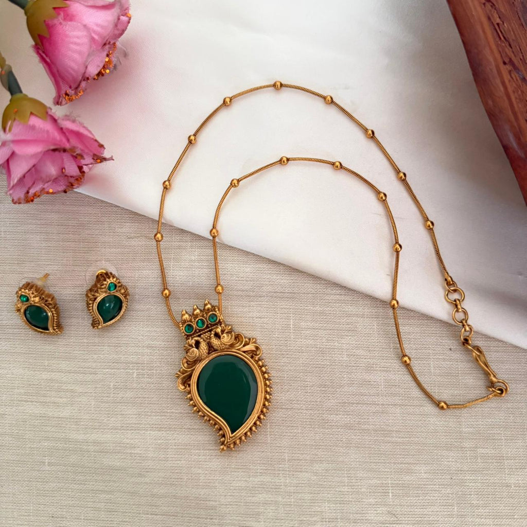 Mango Green Pendant AN147 Anvika Jewels