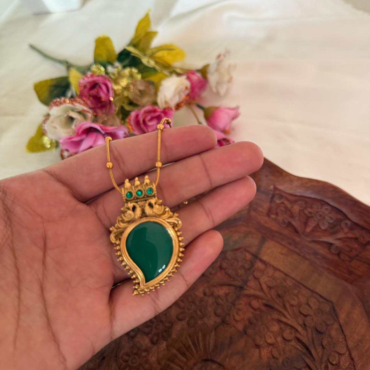 Mango Green Pendant AN147 Anvika Jewels