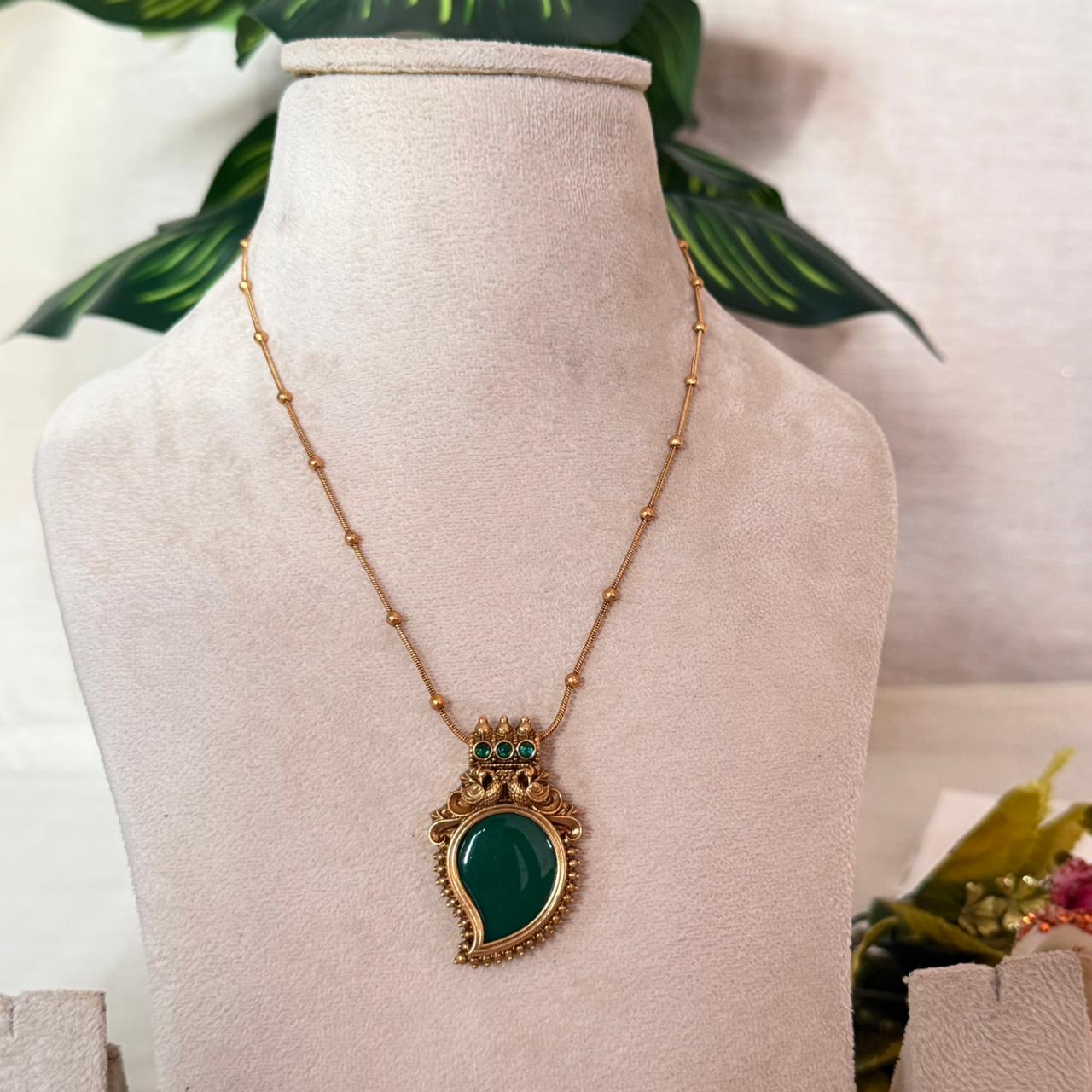 Mango Green Pendant AN147 Anvika Jewels