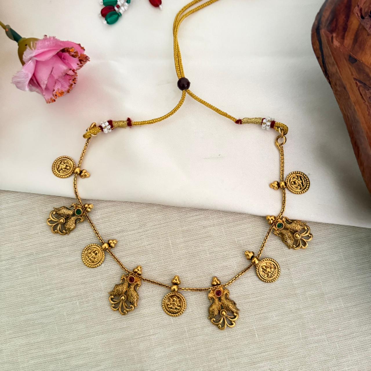 Lakshmi Coin Charm Necklace AN148 Anvika Jewels