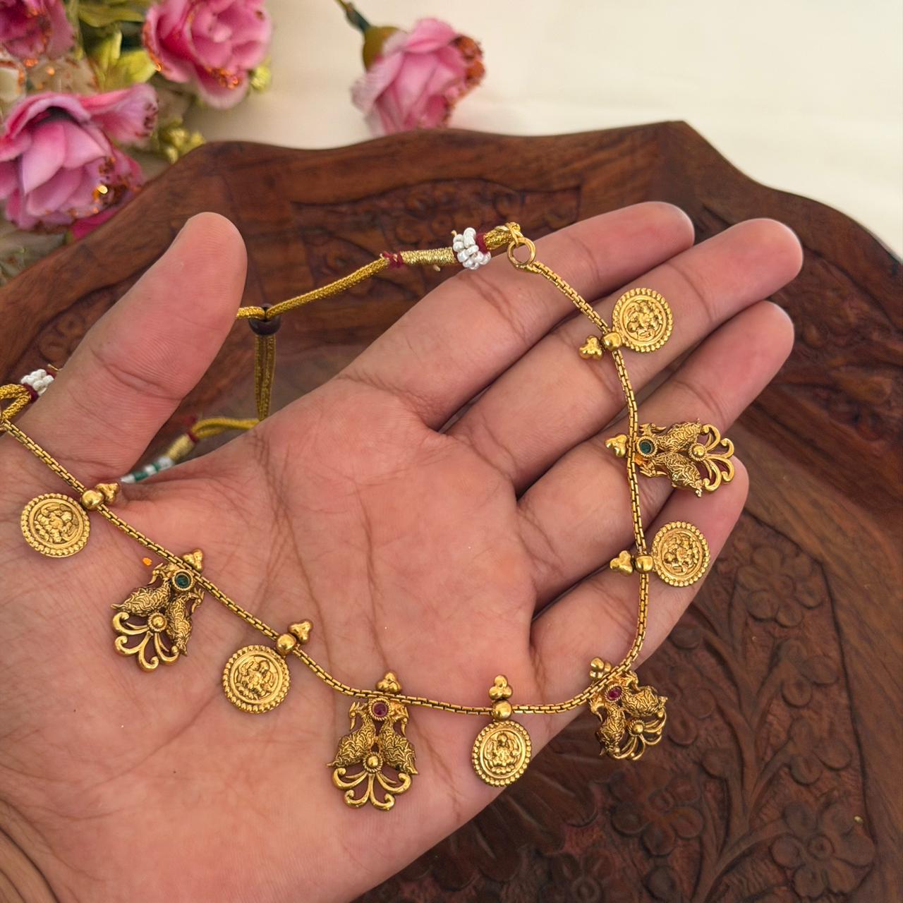 Lakshmi Coin Charm Necklace AN148 Anvika Jewels