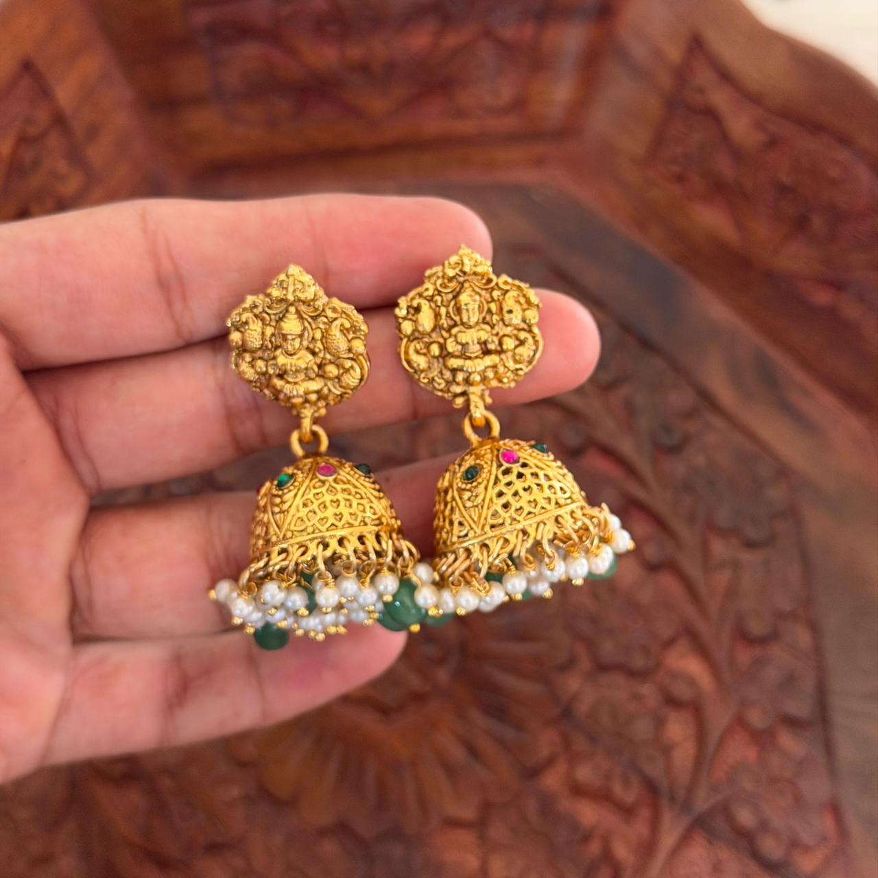 Premium Lakshmi Green Bead Necklace AN150 Anvika Jewels