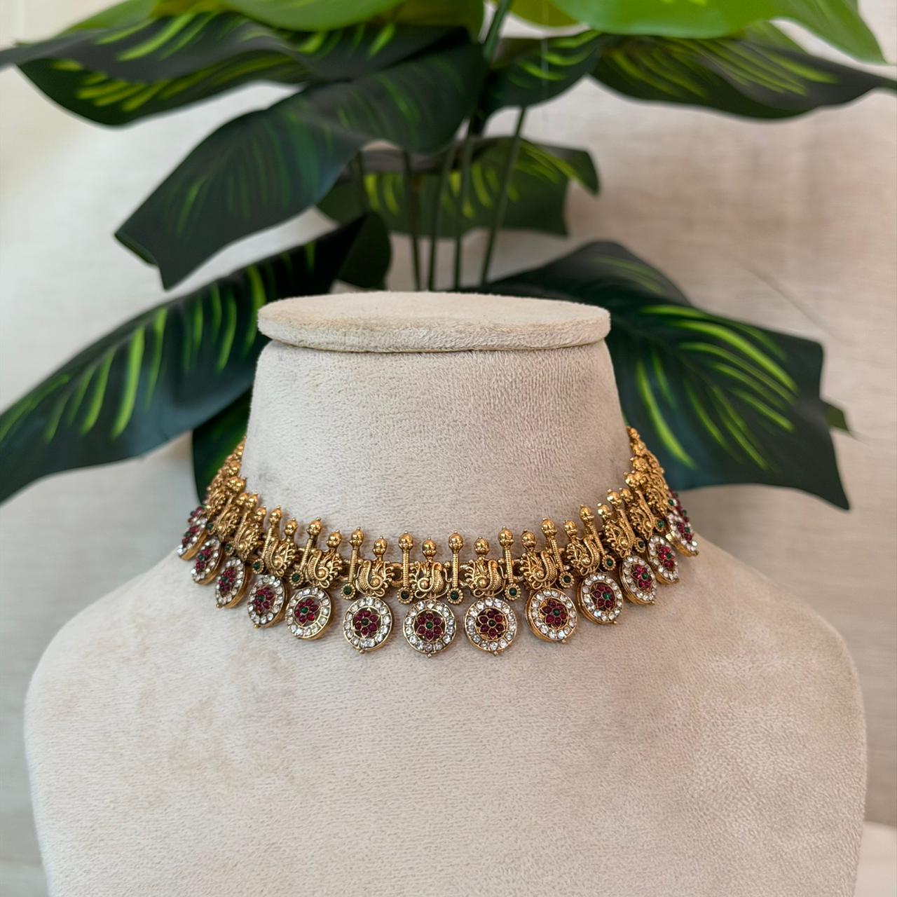 Peacock Coin Choker AN151 Anvika Jewels