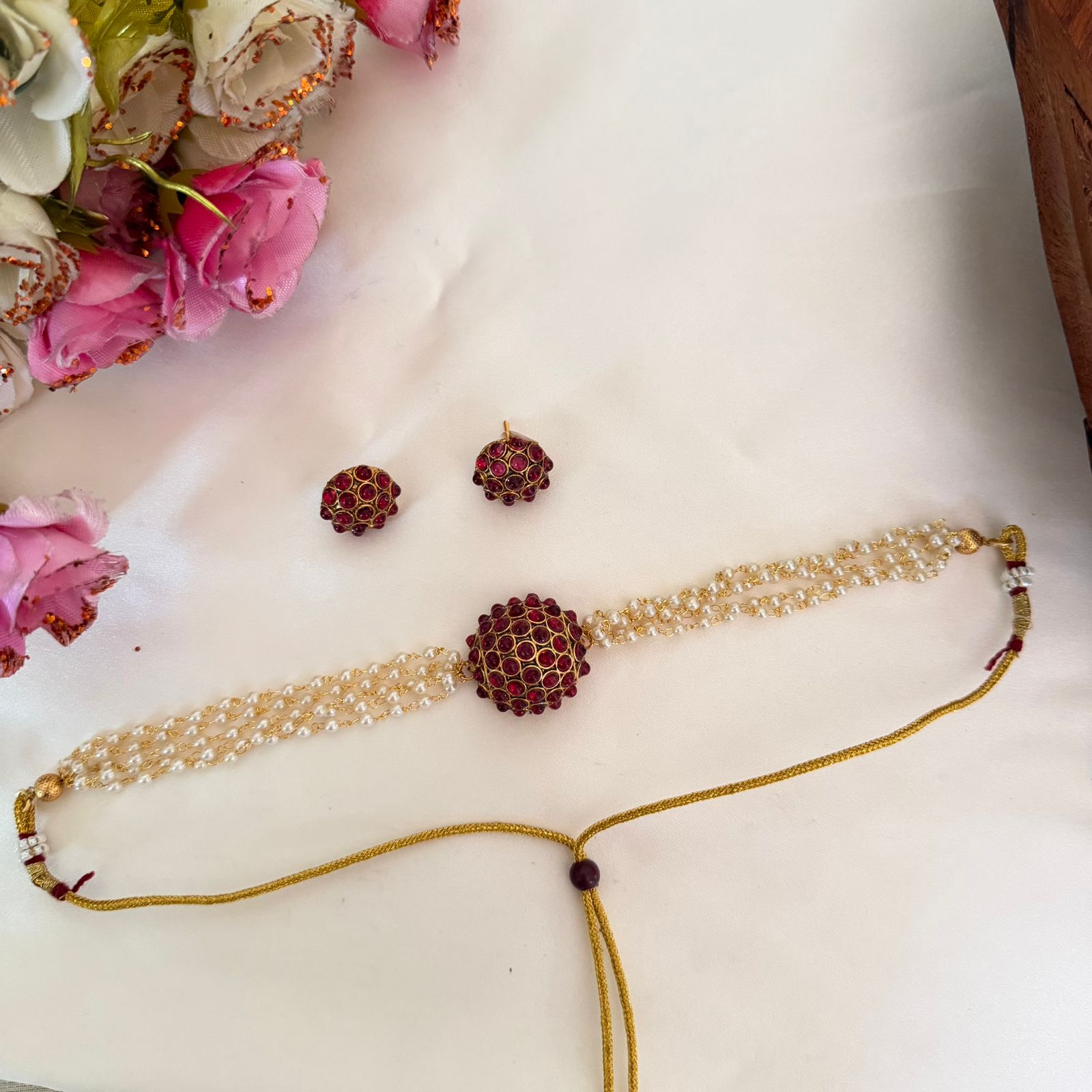 Ruby Pearl Choker Set AN152 Anvika Jewels