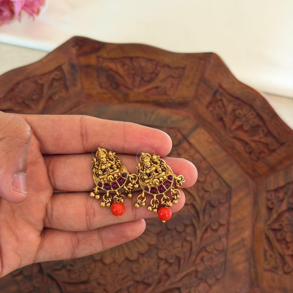 Orange Beads Lakshmi Pendant Anvika Jewels