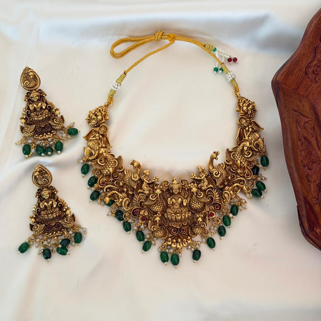 Lakshmi Peacock Temple Necklace AN161 Anvika Jewels