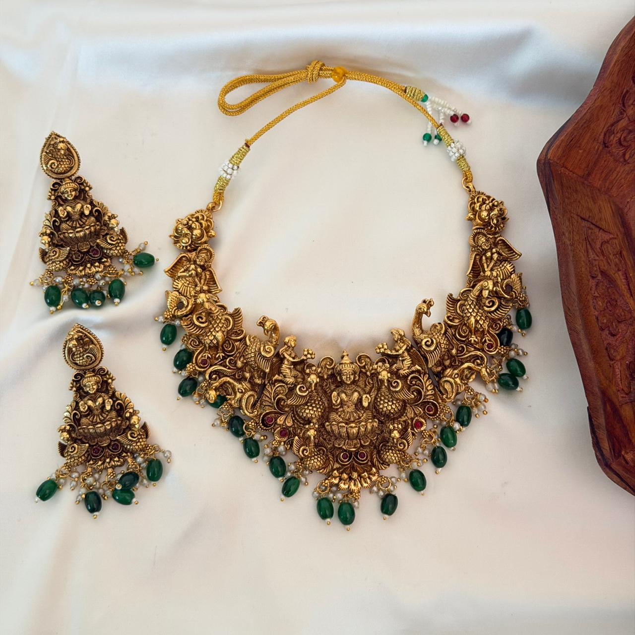 Lakshmi Peacock Temple Necklace AN161 Anvika Jewels