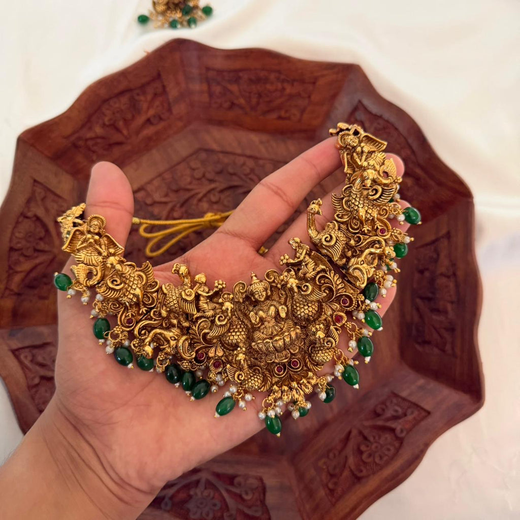 Lakshmi Peacock Temple Necklace AN161 Anvika Jewels