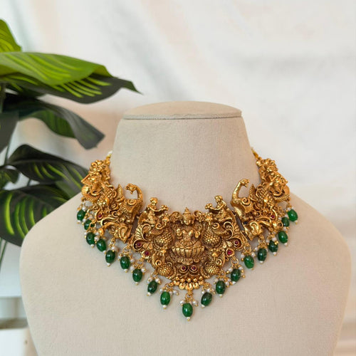 Lakshmi Peacock Temple Necklace AN161 Anvika Jewels