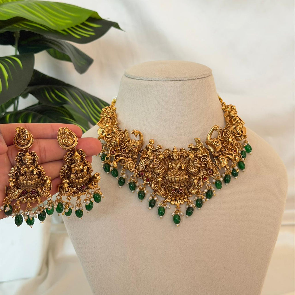 Lakshmi Peacock Temple Necklace AN161 Anvika Jewels