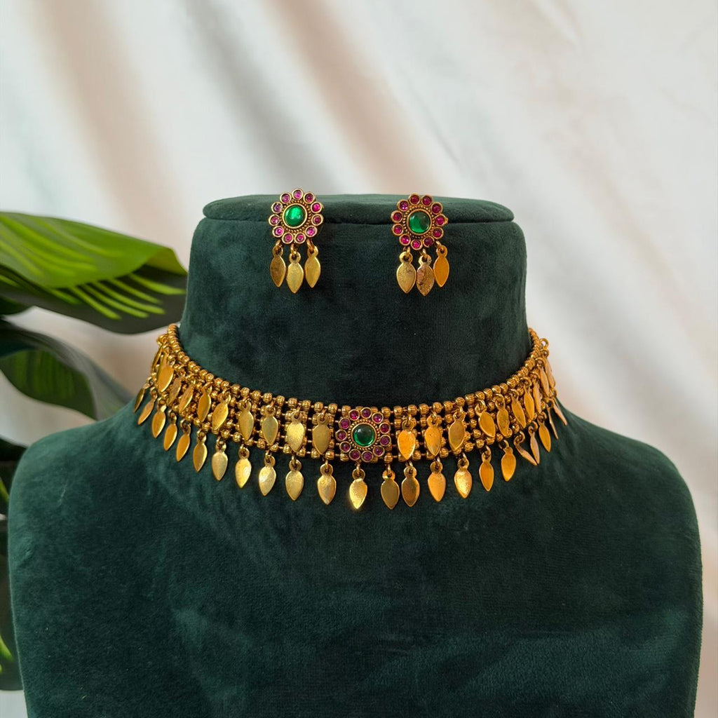 Antique Stone Choker Necklace AN164 Anvika Jewels