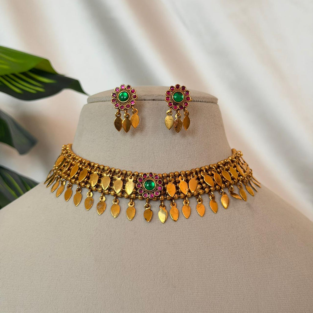 Antique Stone Choker Necklace AN164 Anvika Jewels