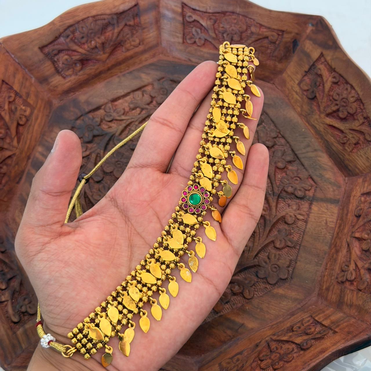Antique Stone Choker Necklace AN164 Anvika Jewels