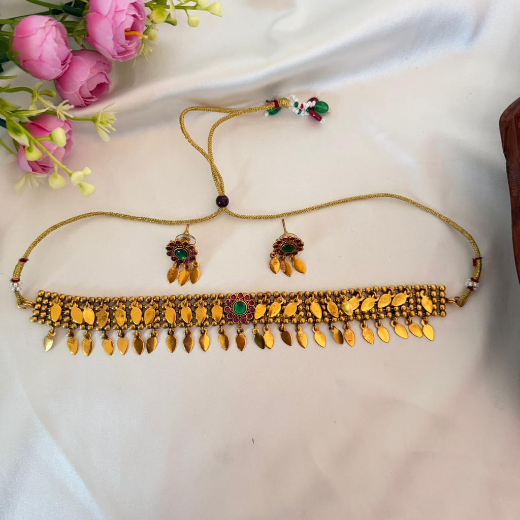 Antique Stone Choker Necklace AN164 Anvika Jewels