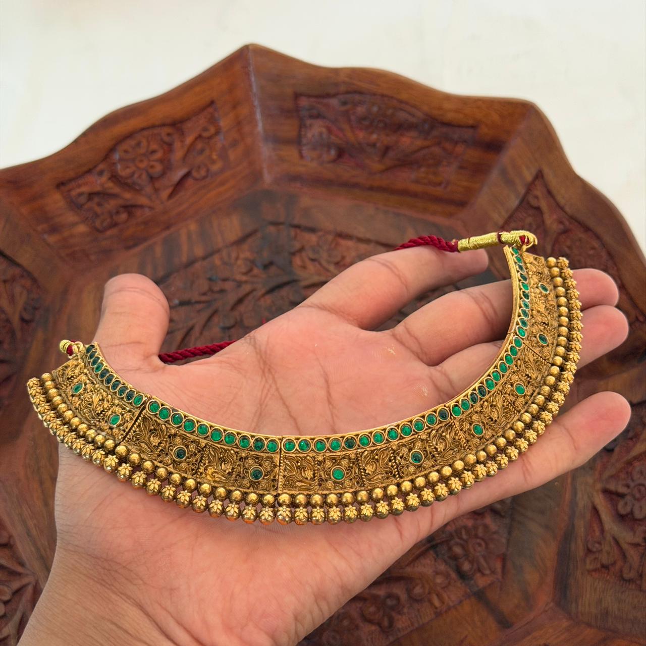 Antique Choker Necklace Set AN165 Anvika Jewels