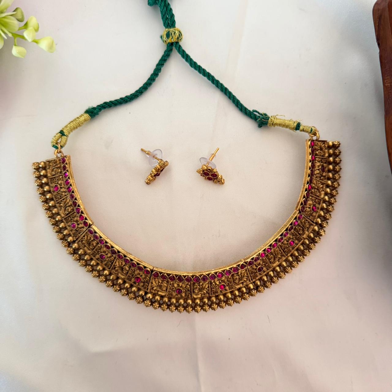 Antique Choker Necklace Set AN165 Anvika Jewels