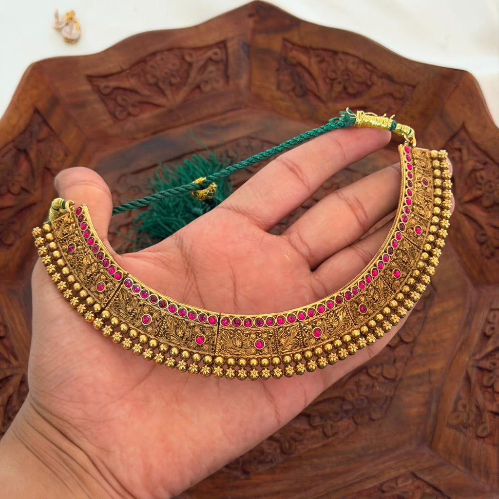 Antique Choker Necklace Set AN165 Anvika Jewels